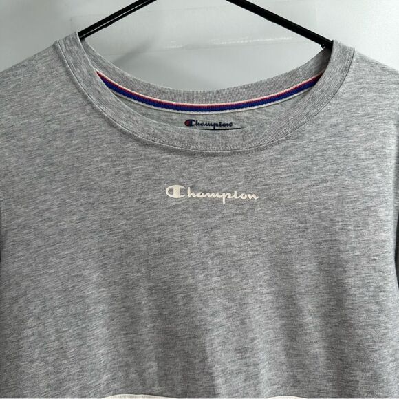 Champion Women's Size L Gray L/S Pullover Cotton Spell -Out Crop Top - Picture 5 of 7
